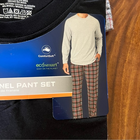 NWT Hanes Mens ComfortSoft Long Sleeve Crewneck Flannel Pant Pajama Set size L - Picture 4 of 7